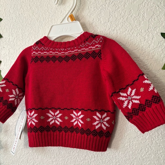 Koala Baby Red Christmas Holiday Reindeer Fair Isle Knit Sweater Size Newborn - Picture 10 of 13